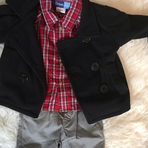 NEW! party outfit red plaid peacoat gap